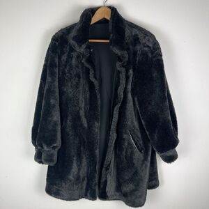 St. John Coat Collection Black Faux Fur‎ Jacket XS​​​​